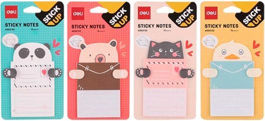 Блоки бумажные самоклеящиеся EA55202 микс Письмо цветные Deli