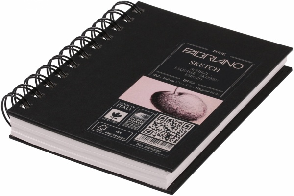 Блокнот для эскизов на спирали A6 105*148 см 110г/м² 80 листов Fabriano