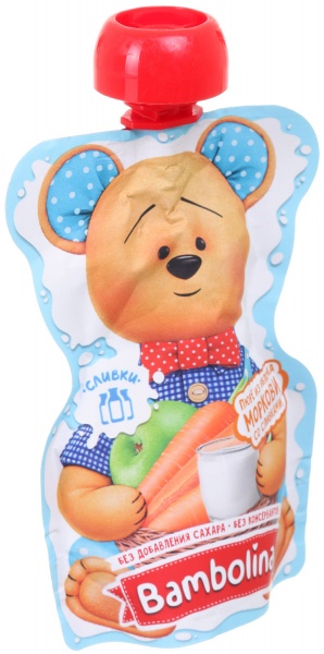 Пюре Bambolina з яблук та моркви з вершками 90 г 