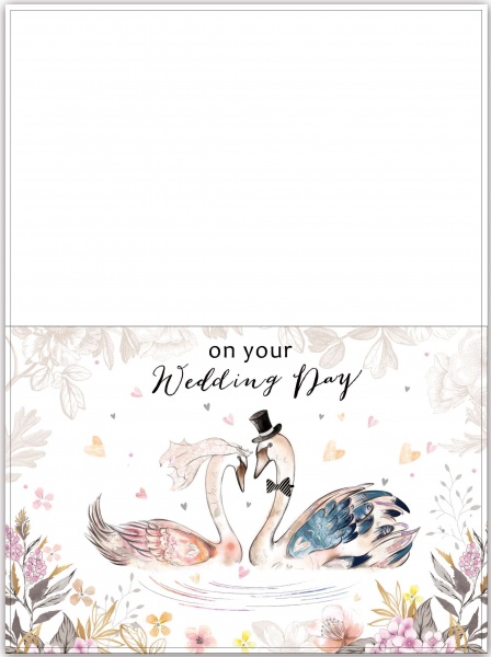 Открытка поздравительная POP-UP с 3D-рисунком всредине и конвертом Свад.лебеди