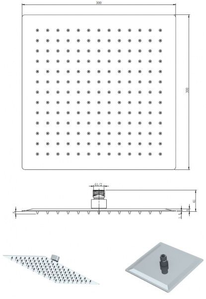 Лейка для душа Mixxen MXBZ0467-300 