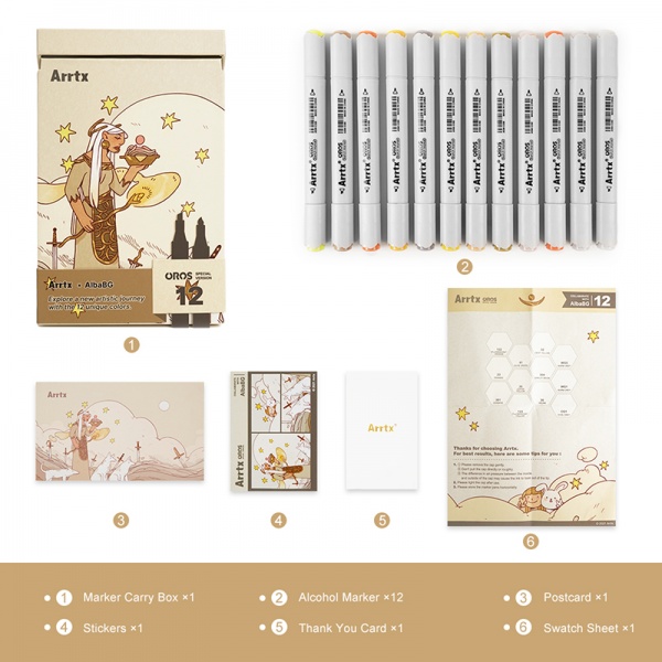Набір маркерів Arrtx Oros ASM-03-ACS1-01 12 кольорів LC302611 