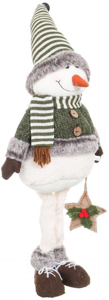 Декорація новорічна сніговик-хлопчик зелено-бежевий 22х69 см LF2221045