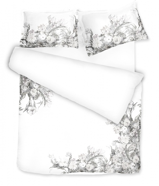 Комплект постільної білизни Floral Sense сімейний білий із малюнком Decoflux 