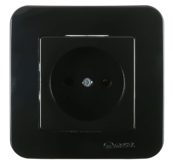 Розетка без заземлення Makel Lillium Natural без кришки чорний