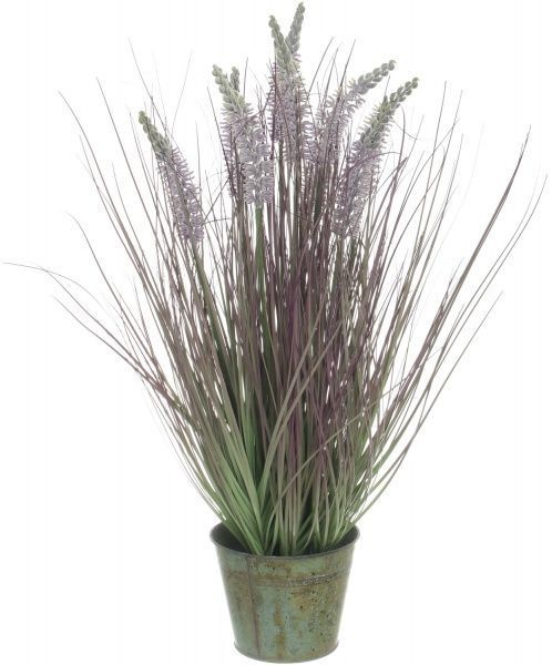 Растение искусственное Перистощетинник в металлическом горшке