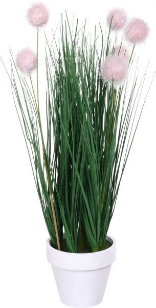 Рослина штучна трава з рожевими кульками 34 см у горщику P5263JSY-34