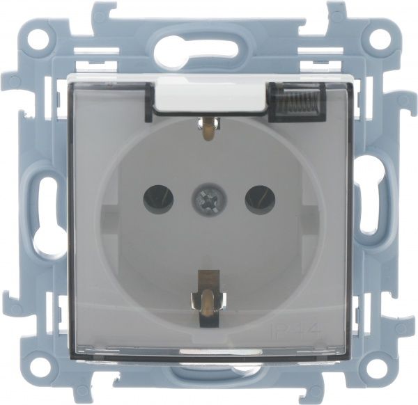 Розетка двойная с заземлением Simon 10 без шторок с крышкой белый CGSZ1B.01/11A