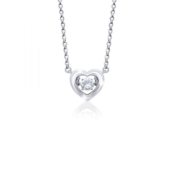 Колье UMa&UMi Сердце большое с танцующим бесцветным камнем