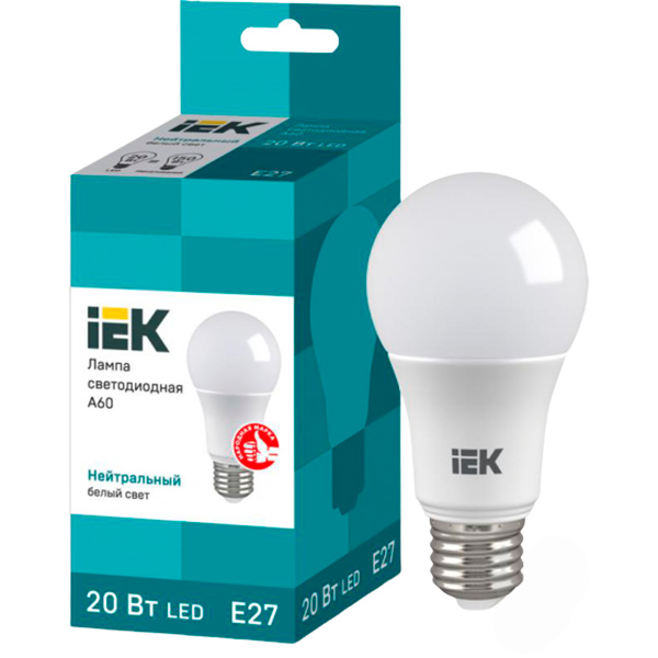 Лампа світлодіодна IEK ECO 20 Вт A60 матова E27 220 В 4000 К 
