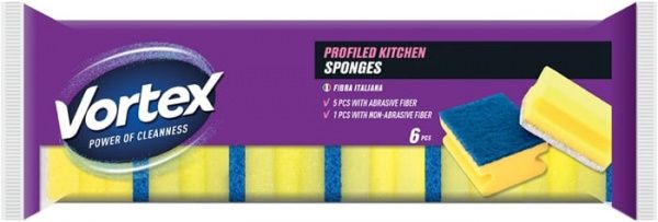 Губка Vortеx профилированная 6 шт.
