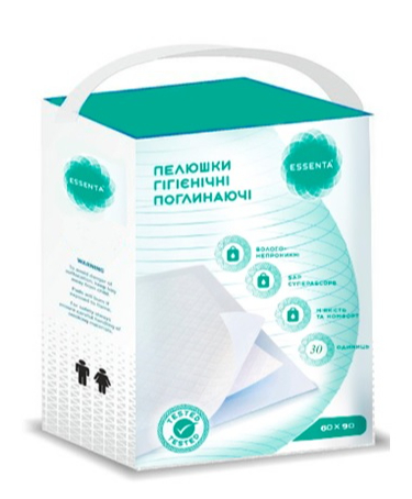 Пелюшки одноразові Essenta+ 30 шт. 60х90 см білий 