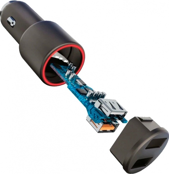 Автомобільний зарядний пристрій Forever 2X QC3.0+2,4A (30W) сірий 