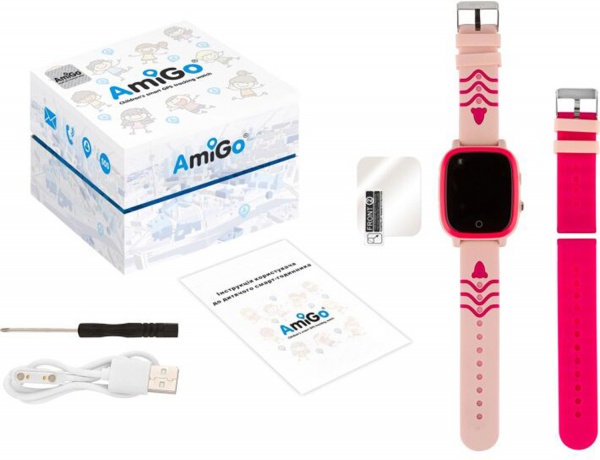 Смарт-часы AmiGo GO005 4G WIFI Thermometer pink