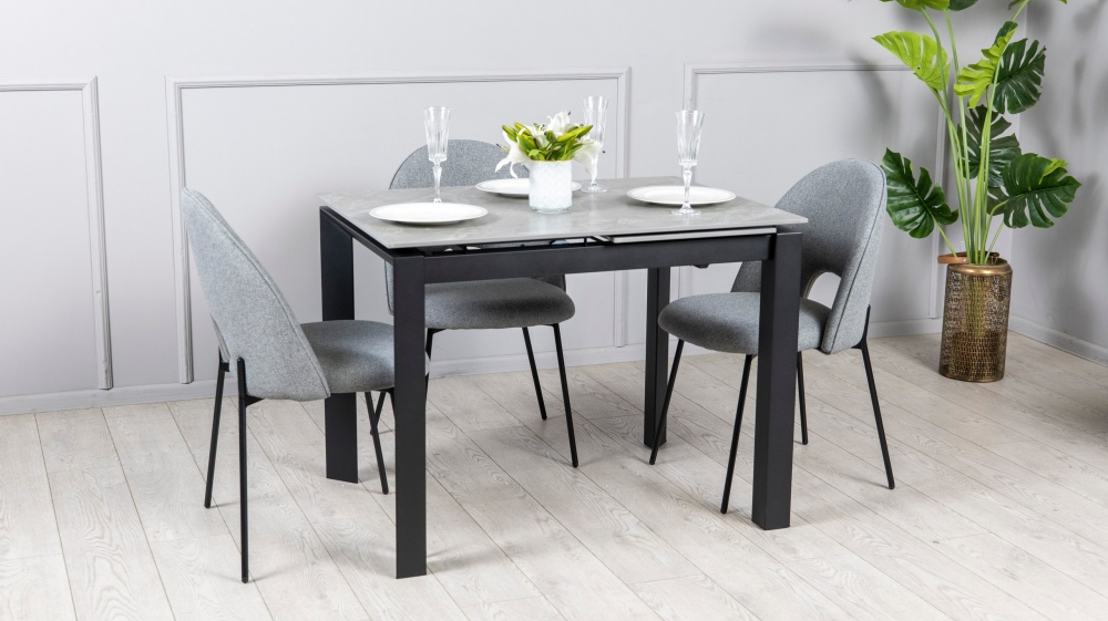 Стіл обідній Prestol Лейк 1000(1400)x750x750мм сірий/чорний