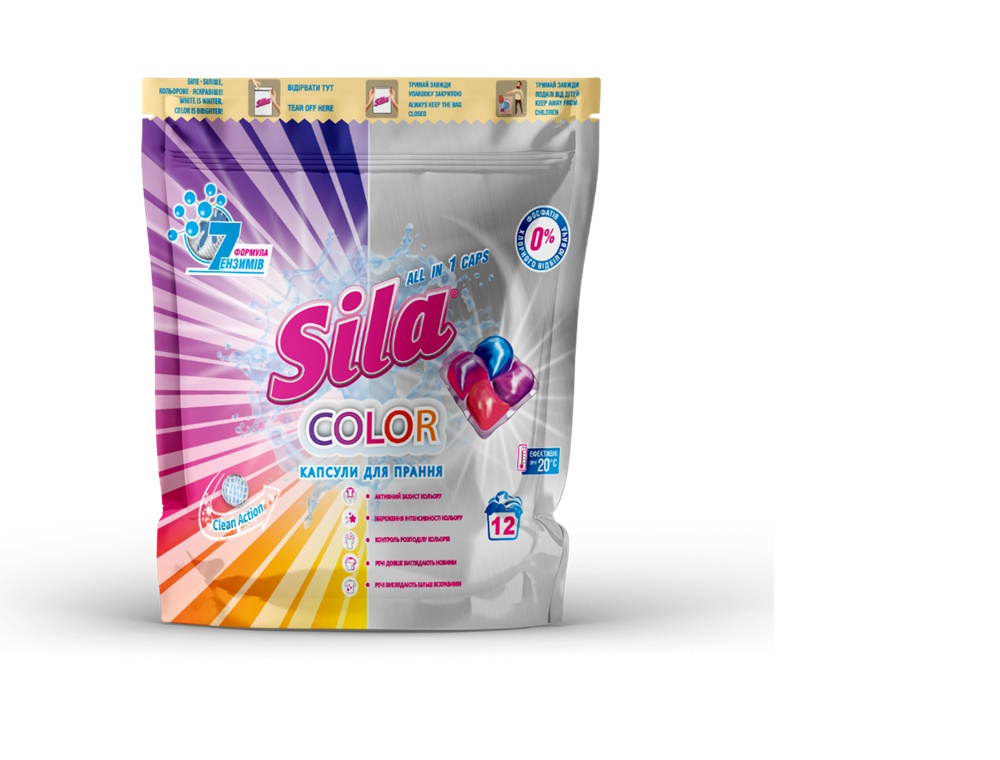 Капсулы для машинной стирки Sila Color концентрированные 12 шт.
