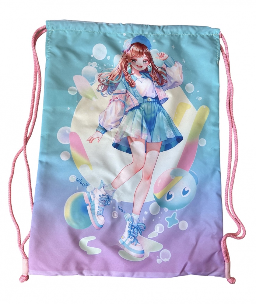 Сумка для обуви ЗОЗ ЮА 470 х 350 Девочка Аниме плащевка 90 г/м2 голубовато-розовая