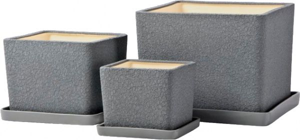 Горщик керамічний Оріана-Запоріжкераміка Квадрат №3 шовк квадратний 2л металік 