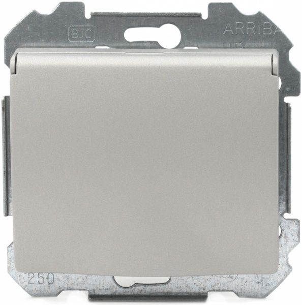 Розетка с заземлением Siemens Iris 2P+Z 16 А 250 В без шторок с крышкой алюминий меркурий 18813 MA