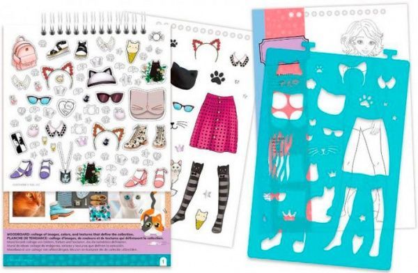 Блокнот Make it Real с трафаретами для создания модных коллекций Милая кошечка