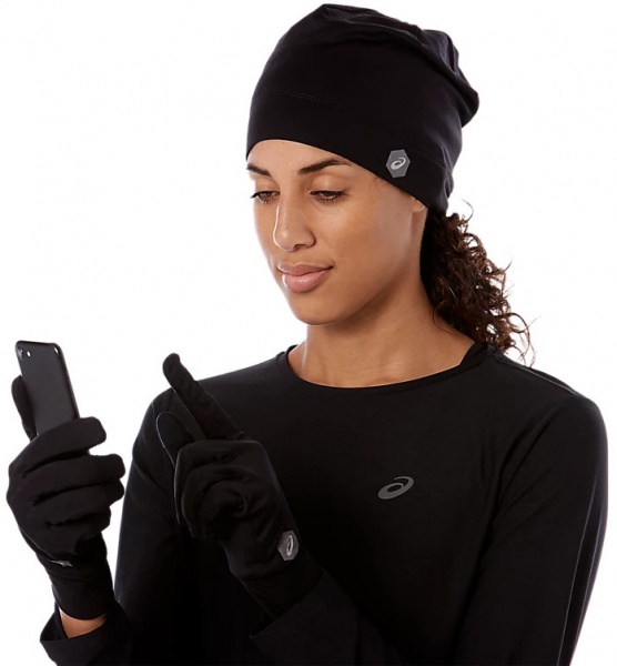 Комплект шапка+перчатки Asics RUNNING PACK 3013A035-001 р.XS черный