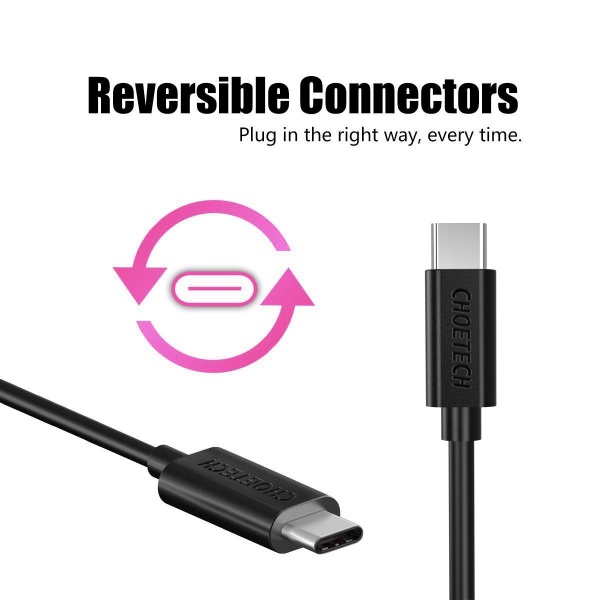 Кабель Choetech CC0004, USB 2.0, USB Type-C 3 м black (CC0004) 