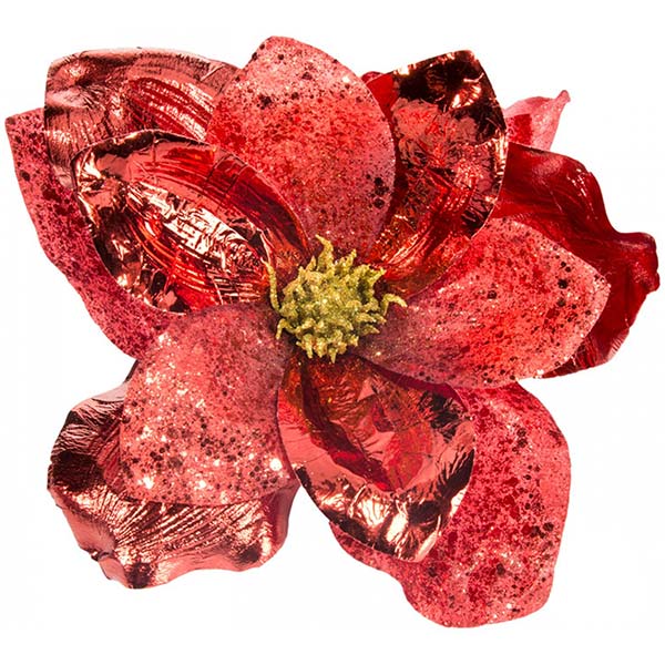 Прикраса новорічна Магнолія HD-P71195D-RD червона 15 см