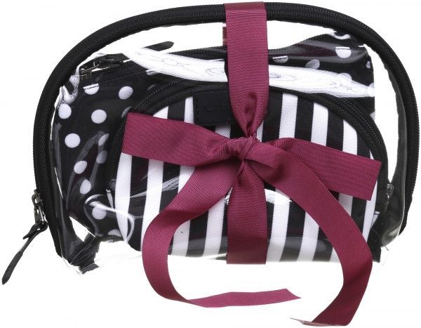 Набір косметичок Bagland Білий горох чорний із білим 