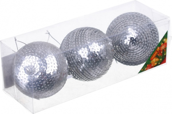 Набор елочных шаров ПіонеR d 80 мм серебряный 92140-PN