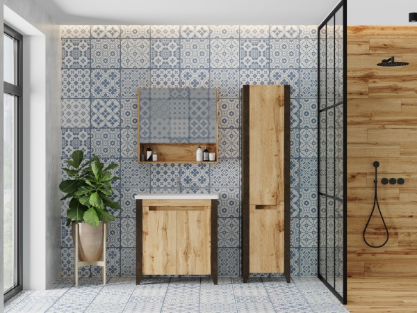 Зеркальный шкаф ЮВЕНТА Queen- 90 дуб Вотан 