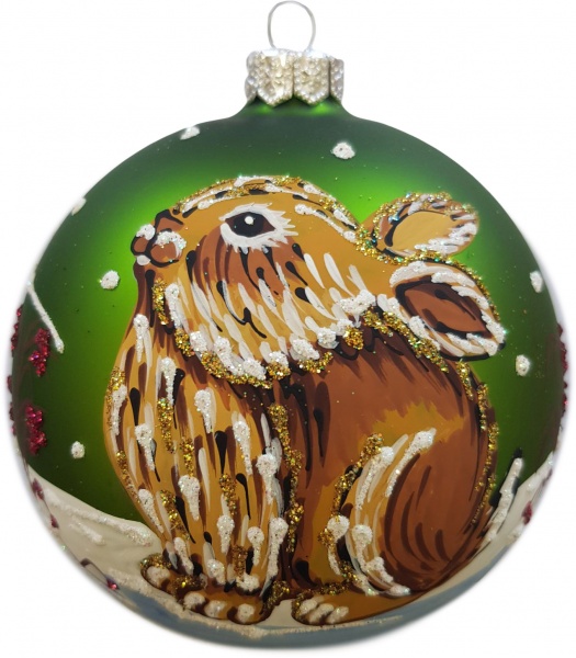 Шар новогодний Юріта Кролик Символ 2023 года d 110 мм зеленый 100496M