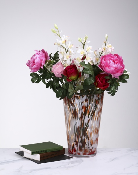 Ваза скляна Wrzesniak Glassworks Confetti опал 35 см червоний 