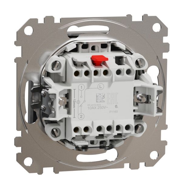 Переключатель проходной одноклавишный Schneider Electric Sedna Design без подсветки 10 А 250В алюминий SDD113106