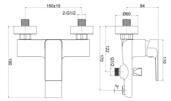 Змішувач для ванни/душу Cersanit Suaro S951-240
