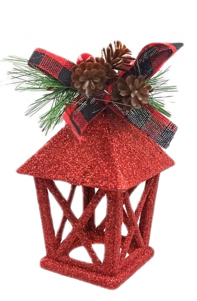 Декоративна підвіска Ліхтарик 12 см червоний LD21010R