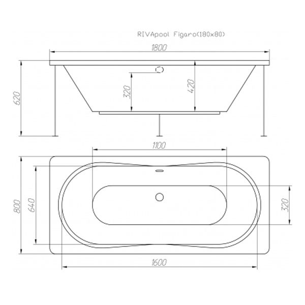 Ванна акриловая Riva Figaro 180x80