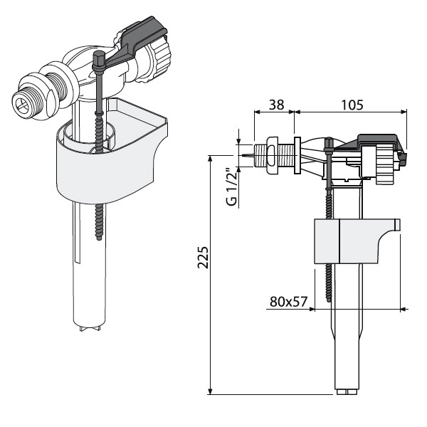 Механизм наполнения Alca Plast A16 1/2