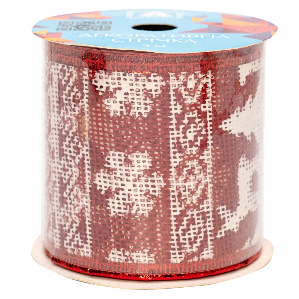 Лента декоративная красная 082574