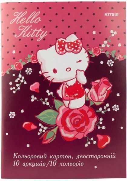 Картон цветной двусторонний А4 10 листов Hello Kitty HK19-255 KITE
