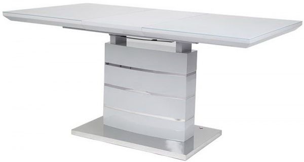 Стіл обідній Скайлайн DT8053 1400/1800х800х760 світло-сірий глянець 