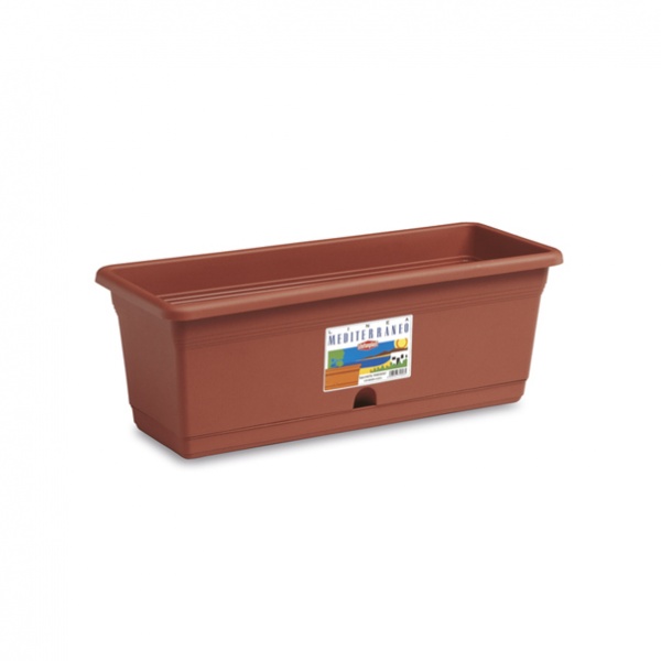 Вазон пластиковий Stefanplast Portofino автополив прямокутний 9 л коричневий (79948) 