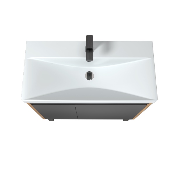 Тумба Мойдодыр Olive 80-U с умывальником Sempre 80 подвесная/напольная