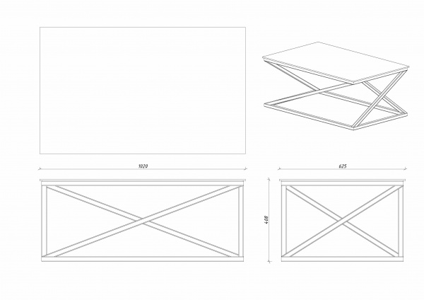 Стол журнальный Сена белый 1020x625x408мм Aqua Rodos 