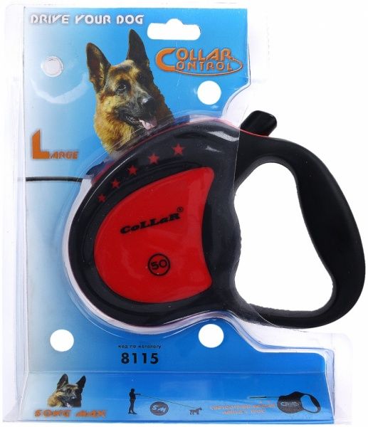 Повідець-рулетка Collar Control до 50 кг 5 м червоний із чорним 81153