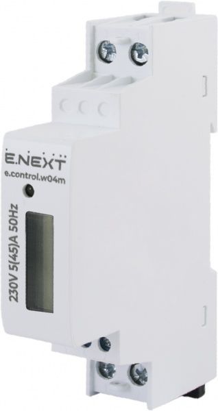 Счетчик ENEXT однофазный e.control.w04m 5 (45) А электронный класс 1.0 (некоммер) i0310031m