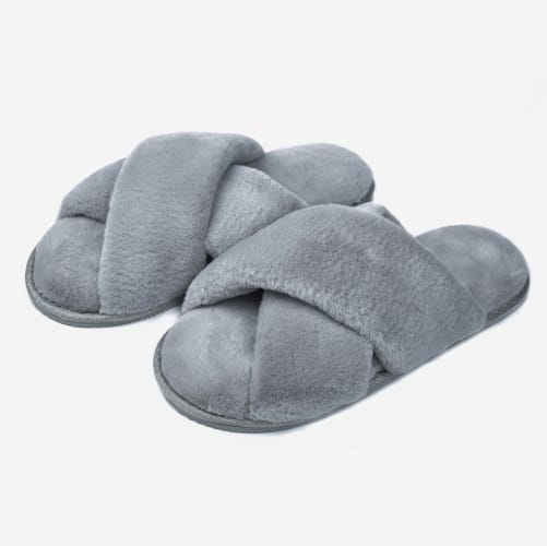 Тапки домашние Twins HS-LUX меховые перекрестки р.40 темно-серый 