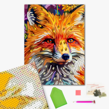 Алмазная мозаика Лис в цветах 25х25 см Brushme