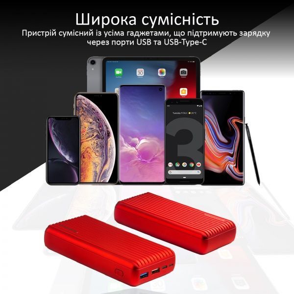 Зовнішній акумулятор (Powerbank) Promate Titan-30 30000 mAh red (titan-30.red) 