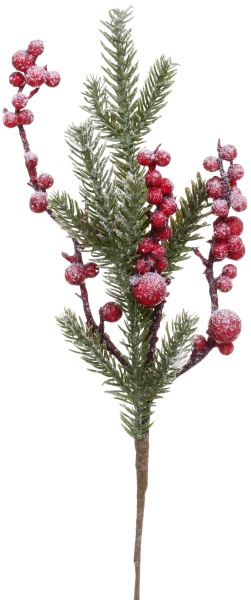 Декорація новорічна Гілка хвойна з ягодами 33 см EPI-A3-3767HRW 