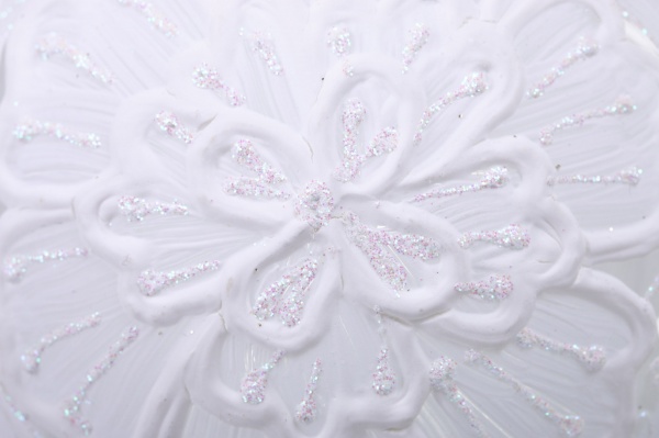 Куля новорічна крижані квіти ручної роботи скляна d 100 мм прозорий